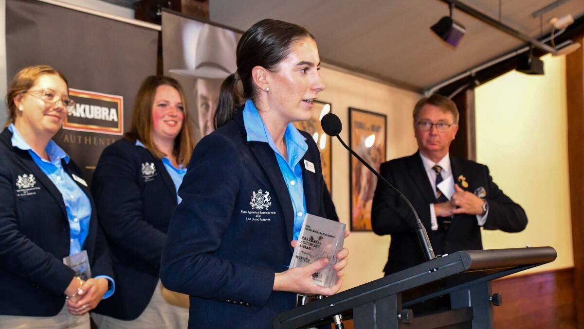 RM Williams RAS Rural Achiever Grace Collins gave her first speech after the announcement. 