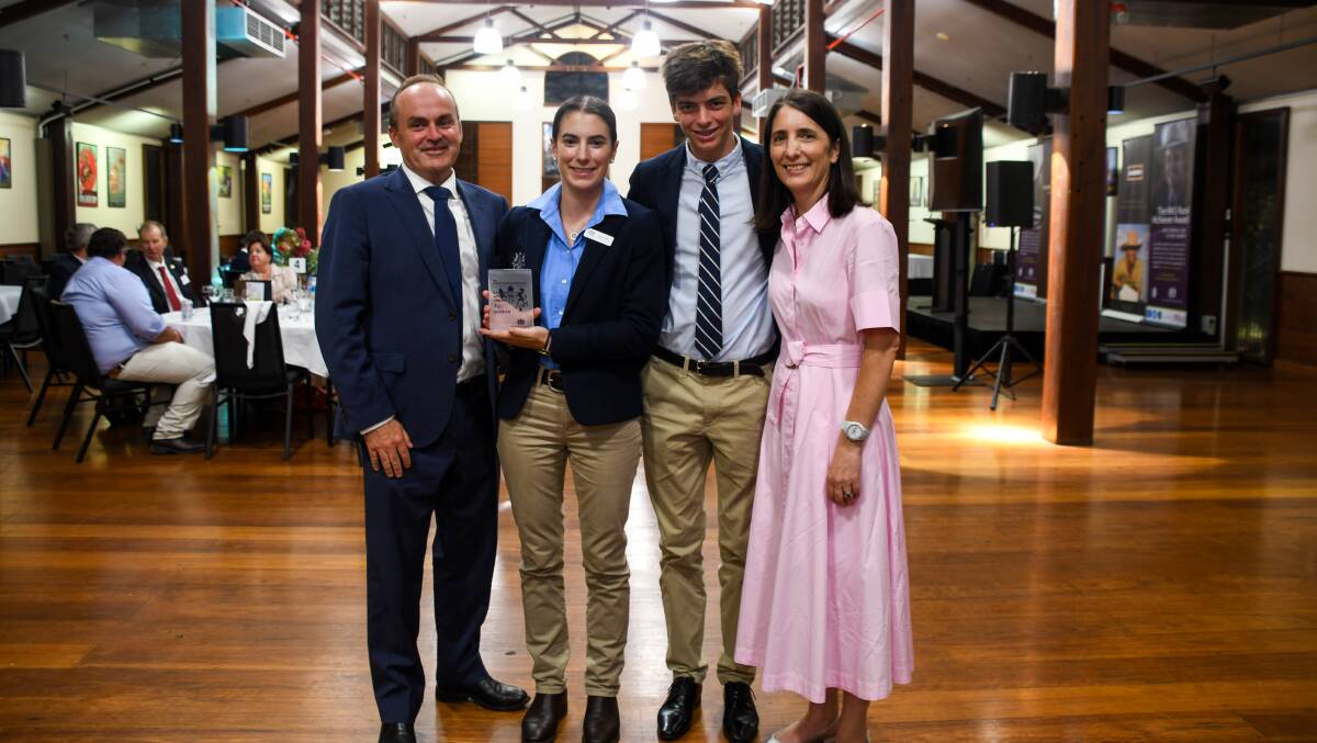 Andrew, Grace, Fred and Jennifer Collins, Tamarama, at the RM Williams RAS Rural Achiever Awards Dinner. Photos: Elka Devney