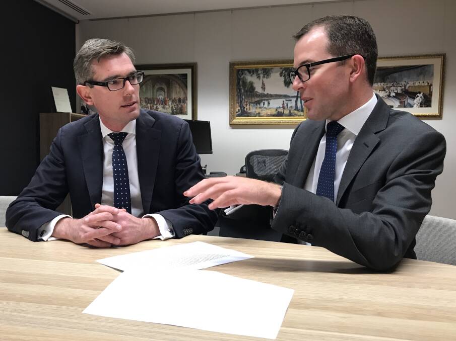 LOBBYING HARD: Adam Marshall meet with NSW Treasurer Dominic Perrottet.
