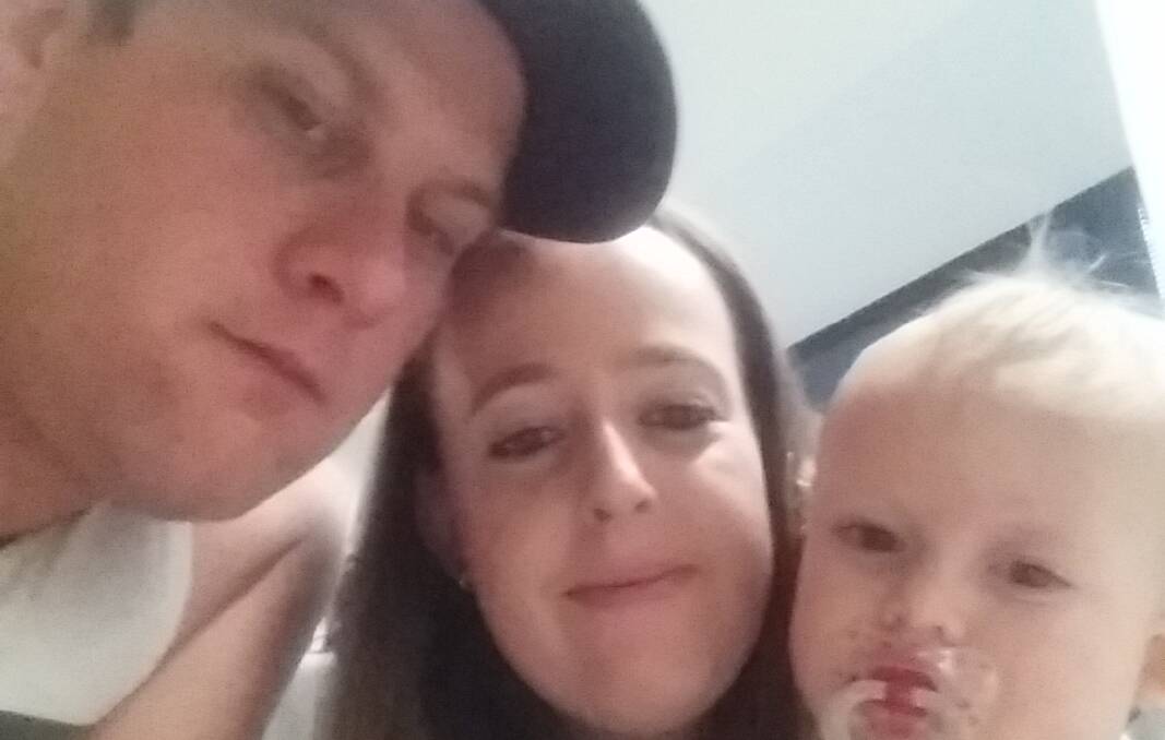 Ash Hamley, Jess Wilson and Jett Hamley, photographed shortly before Jett's surgery.