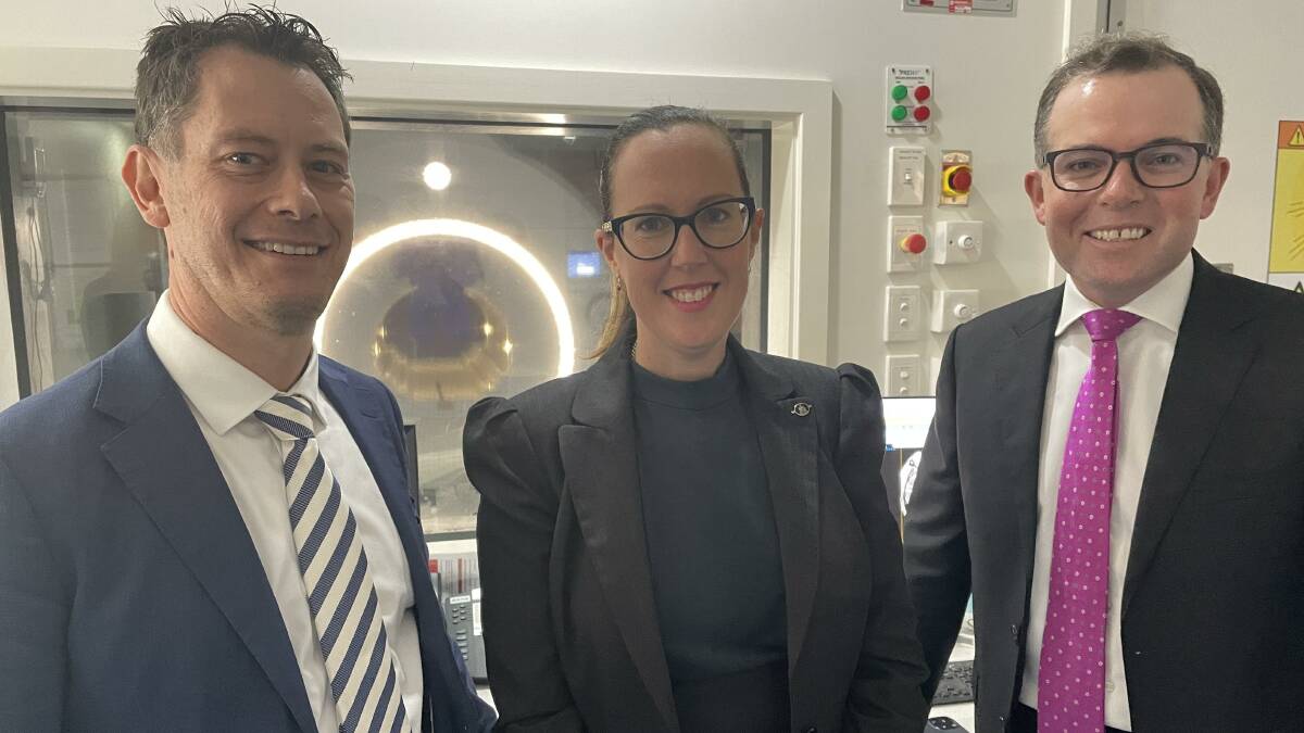 I-MED Radiology general manager Jason Martinez, radiologist Dr Kim Williams and Northern Tablelands MP Adam Marshall in front of the new MRI scanner which can deliver a broader range of imaging studies not previously available in Armidale.