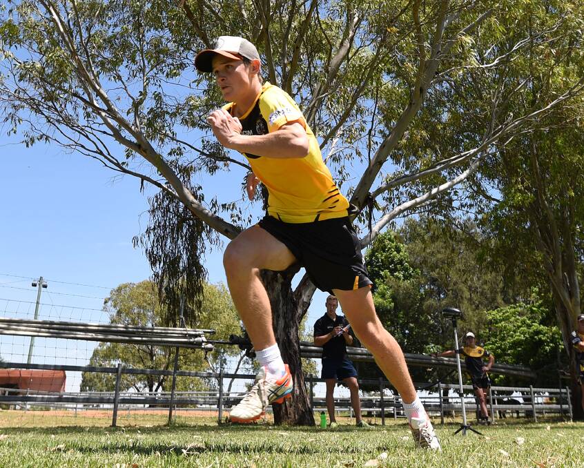 Inverell's Jack McAuliffe gets put through his paces at Saturday's Greater Northern training session. Photo: Gareth Gardner 191116GGD03
