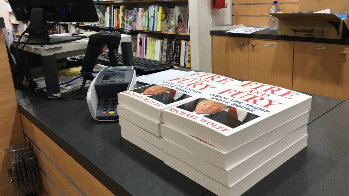 Copies of Fire and Fury arrive at Collins Bookstore in Armidale.
