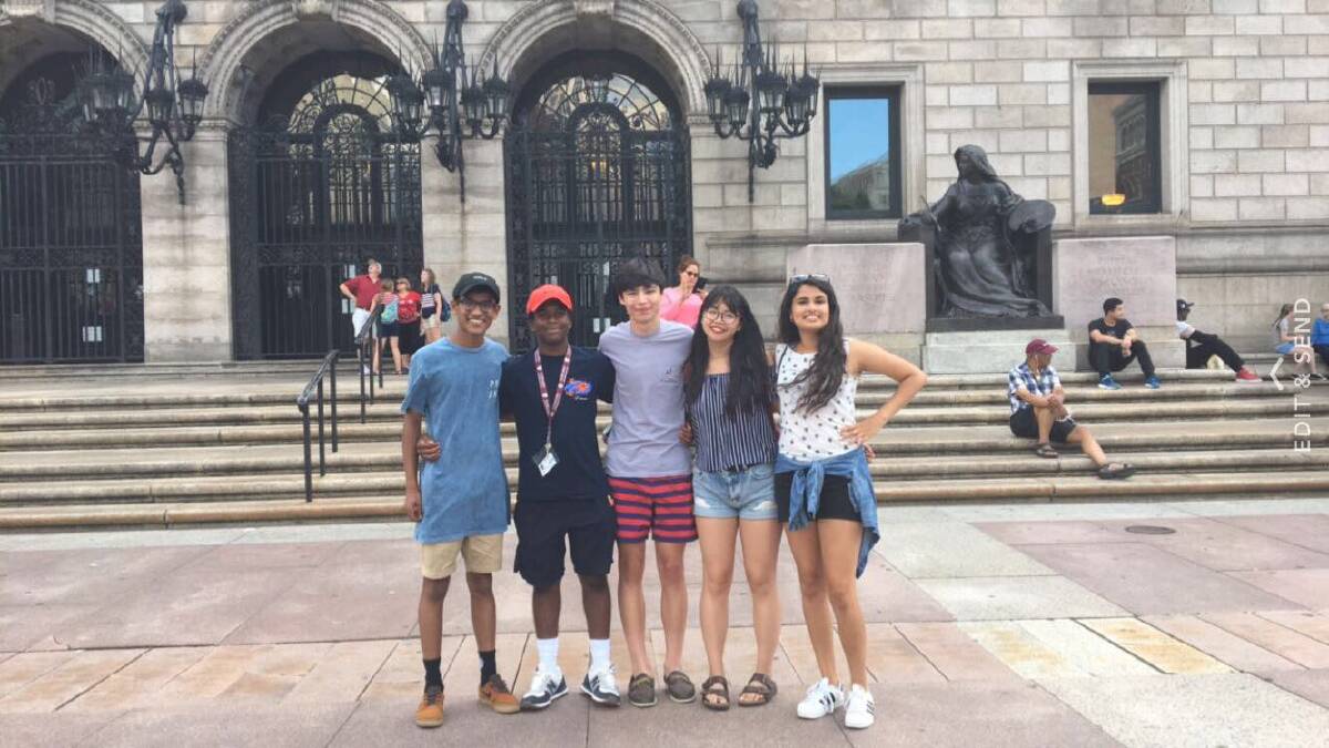 CLASSMATES: Sambavan Jeyakumar (left) with fellow summer school students from Hong Kong and the United States. Pictures: Contributed