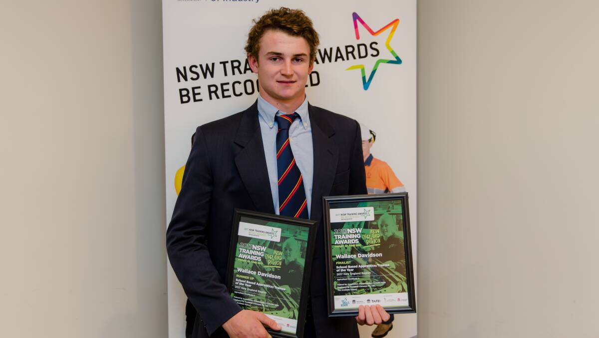 Wally Davidson was named runner up School Based Trainee at the New England Region NSW Training Awards. Photo: Emma Steed