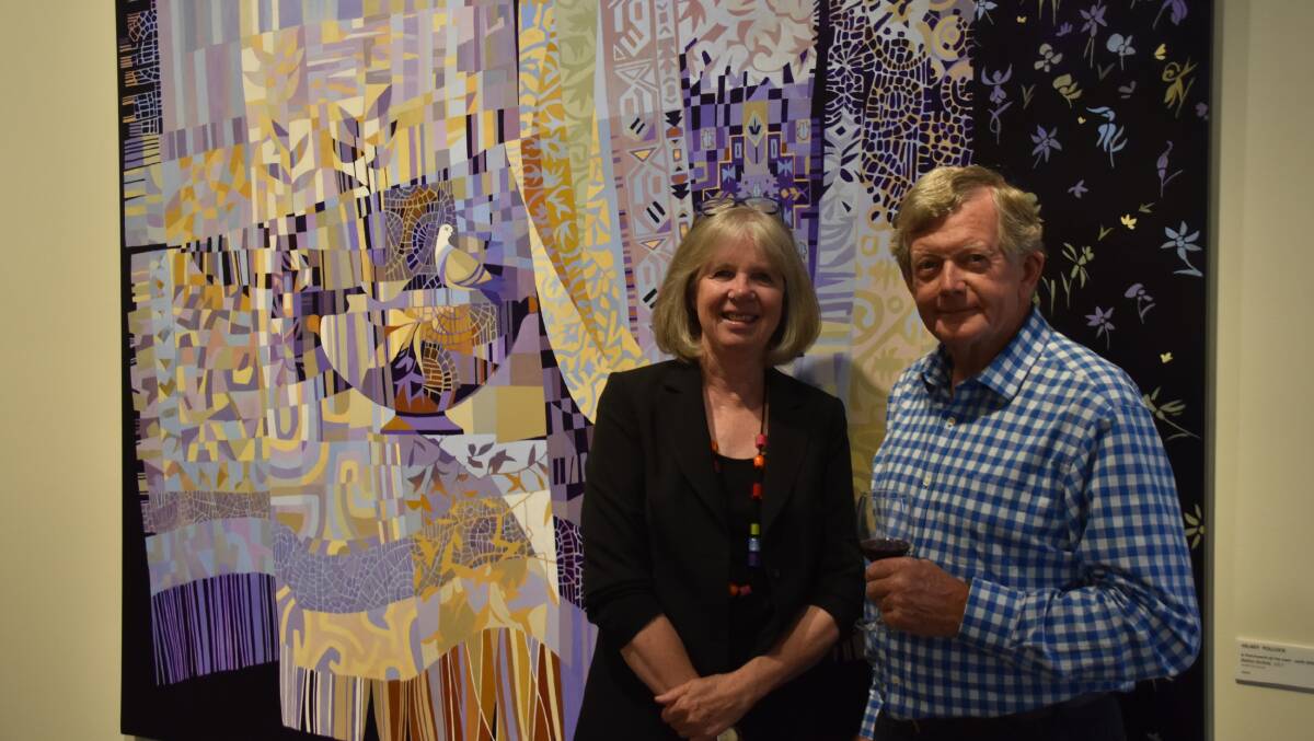 Artist Hilary Pollock with local art collector Les Davis at the exhibition opening at NERAM on November 10. Picture: Darrel Whan