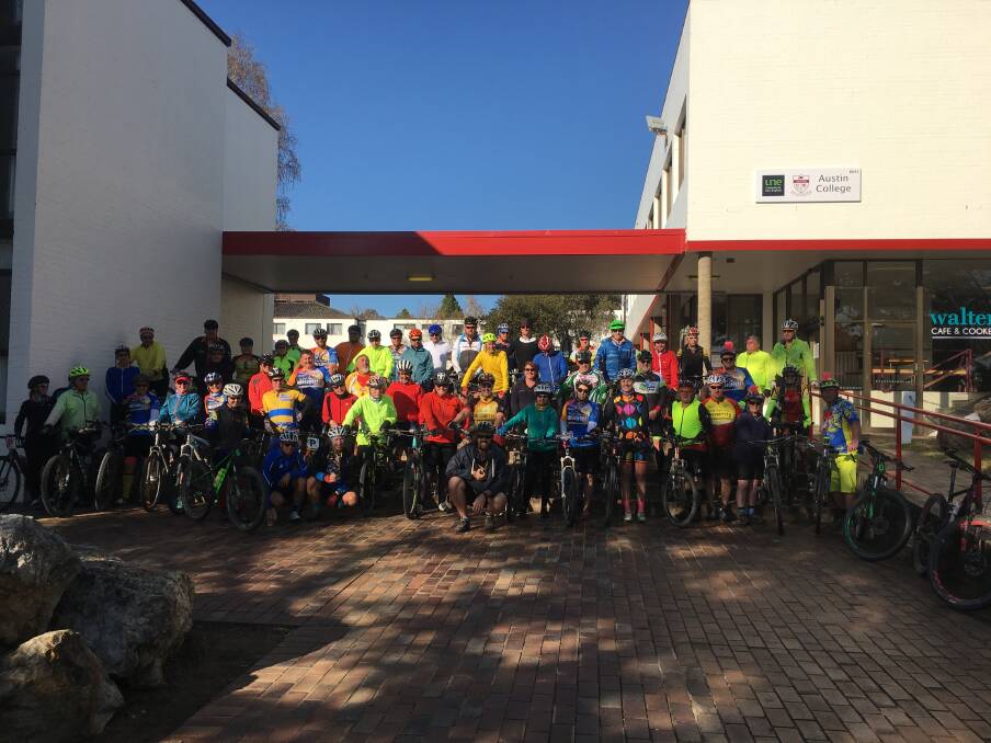 Cyclists were ready to leave UNE on Thursday morning on the Ride for the Chopper.