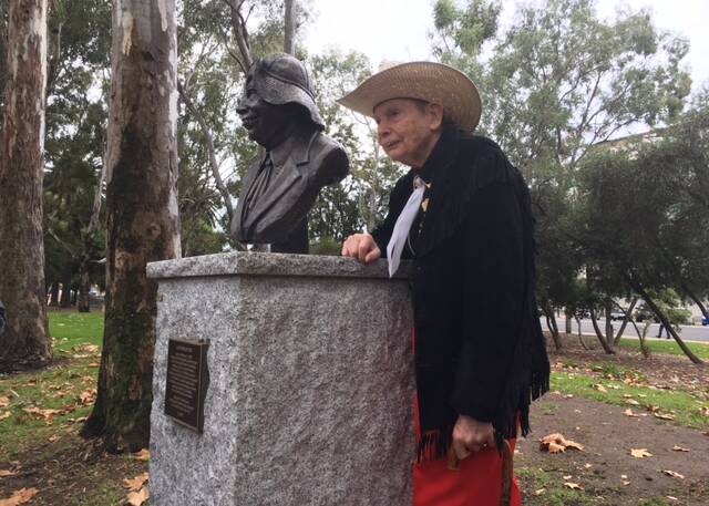 HONOUR: Country music legend Chad Morgan was in Tamworth on Saturday to see the bronze bust unveiled in Bicentennial Park, alongside eight other country music stars.