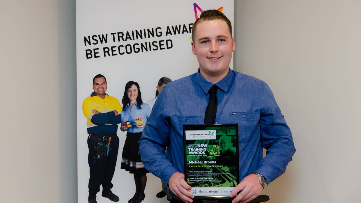 Michael Brooks (Commercial Cookery Certificate III, Armidale) wins Excellence in Trade Skills.