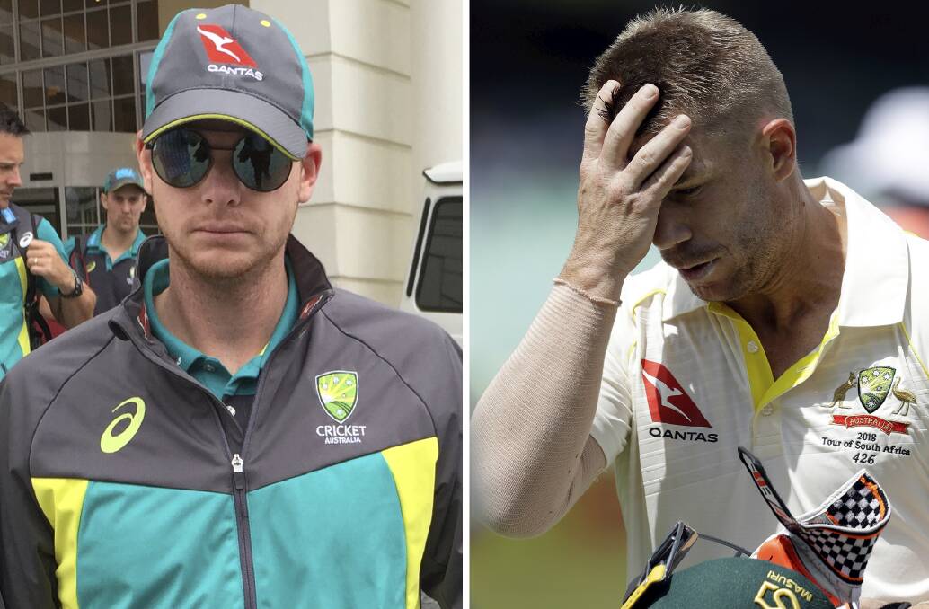 SHOCK: Australian captain Steve Smith (left) and his vice captain David Warner were forced to stand down over the ball-tampering scandal. 