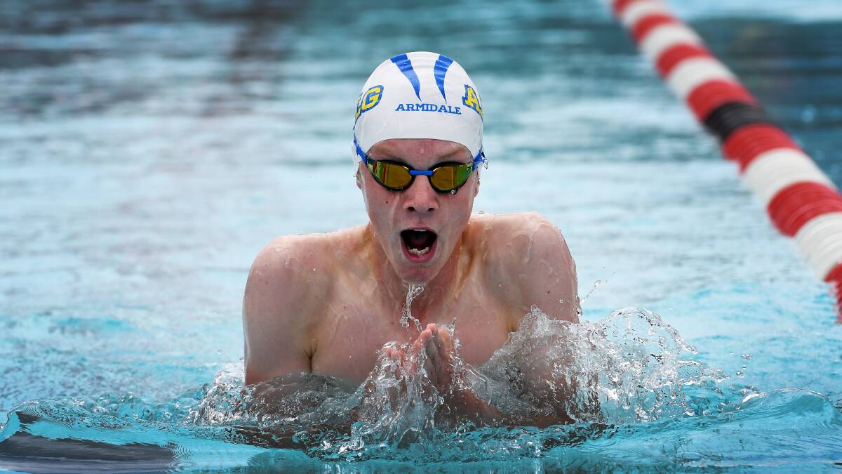 ALLIGATOR: Will Fittler competes in the 200m breaststroke. He won his heat and finished fourth overall in the event. Photo: Gareth Gardner