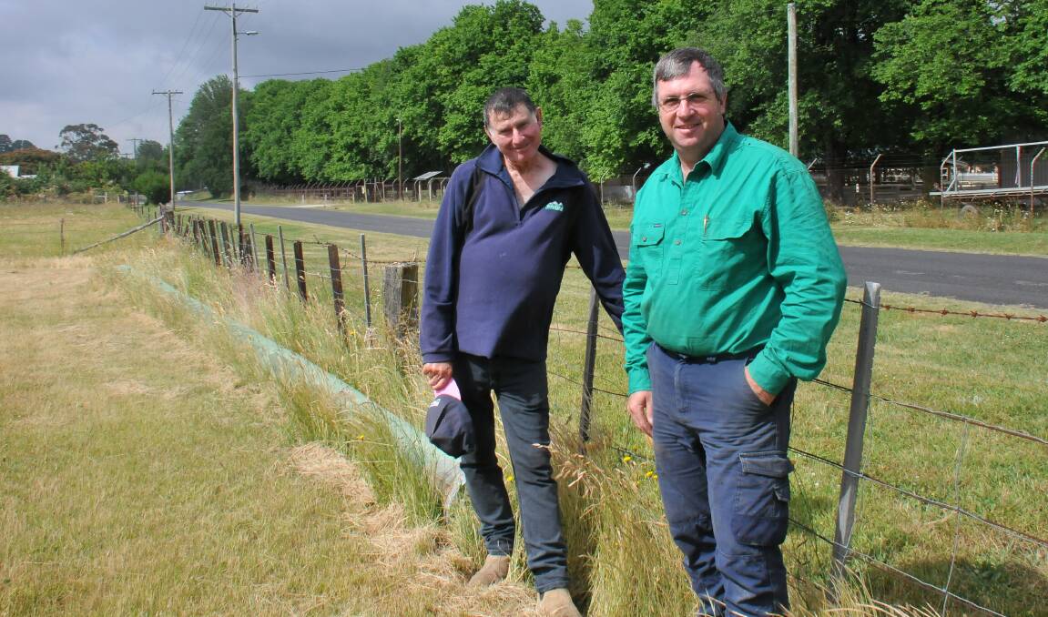 Green light: Guyra's Geoffrey Bell and Rodney Merritt standing at the site near Prisk Street on Thursday after the development was backed by Armidale Regional Council.