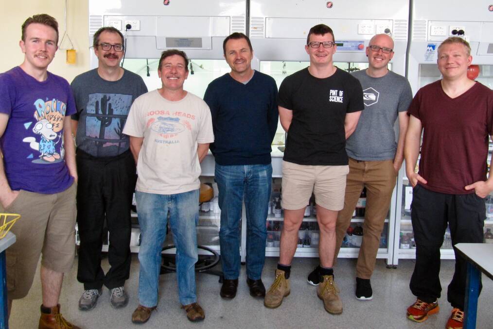 GROW THE MO: Some blokes from the University of New England's Chemistry Department are growing their moustaches this month to support men's health. 