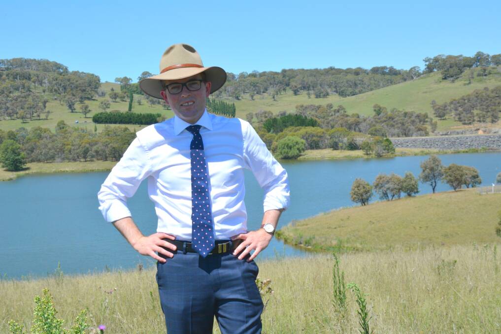 PRIORITY: Northern Tablelends MP Adam Marshall inspects Malpas Dam south-east of Guyra. He said a pipeline from the dam to town would offer one solution for improving water security and quality in the Guyra community.
