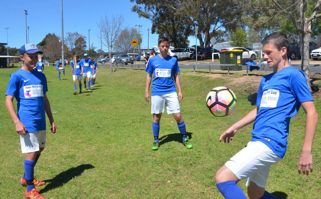 FOOT WORK: Players from the "Italy" under 15s team get in the zone before a great game against the New Zealand side on Wednesday afternoon.