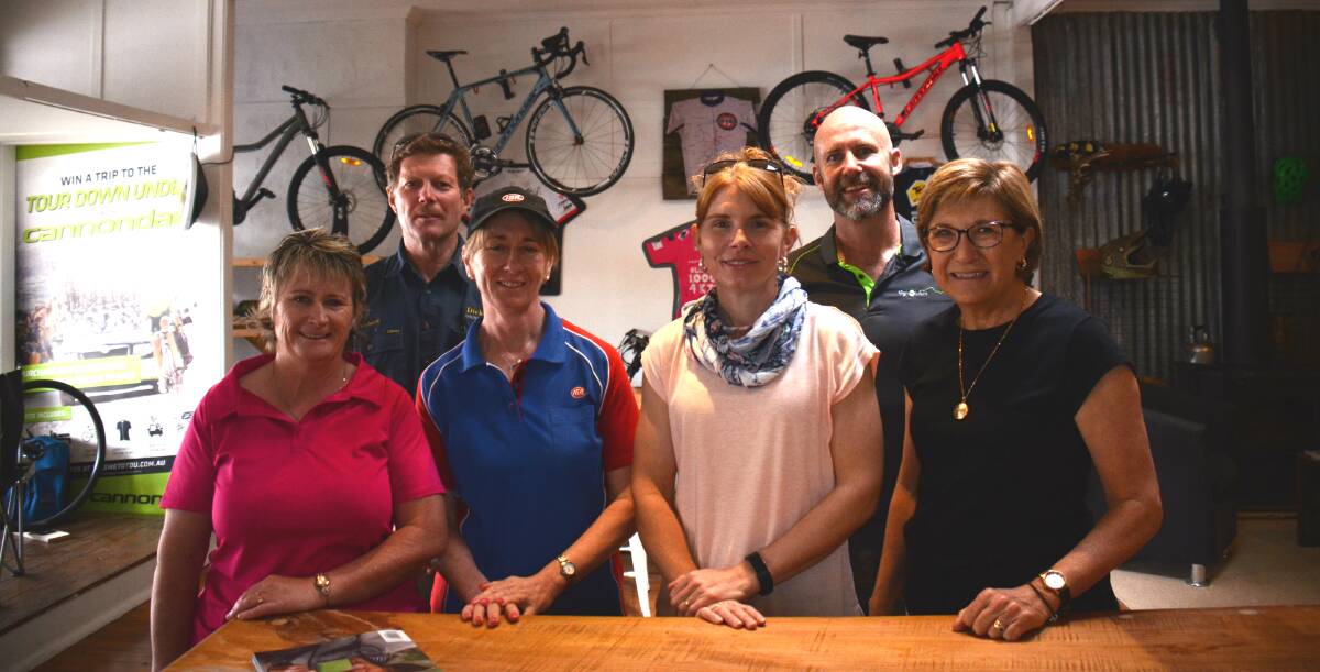 RIDING FOR A CAUSE: Members of team Guyra (so far) Donna Mayled, Leanne Mayled, Richard Burey, Judi Wark, Dave Mills and Jenni Jackson are preparing for a month of cycling. Photo: Rachel Baxter.