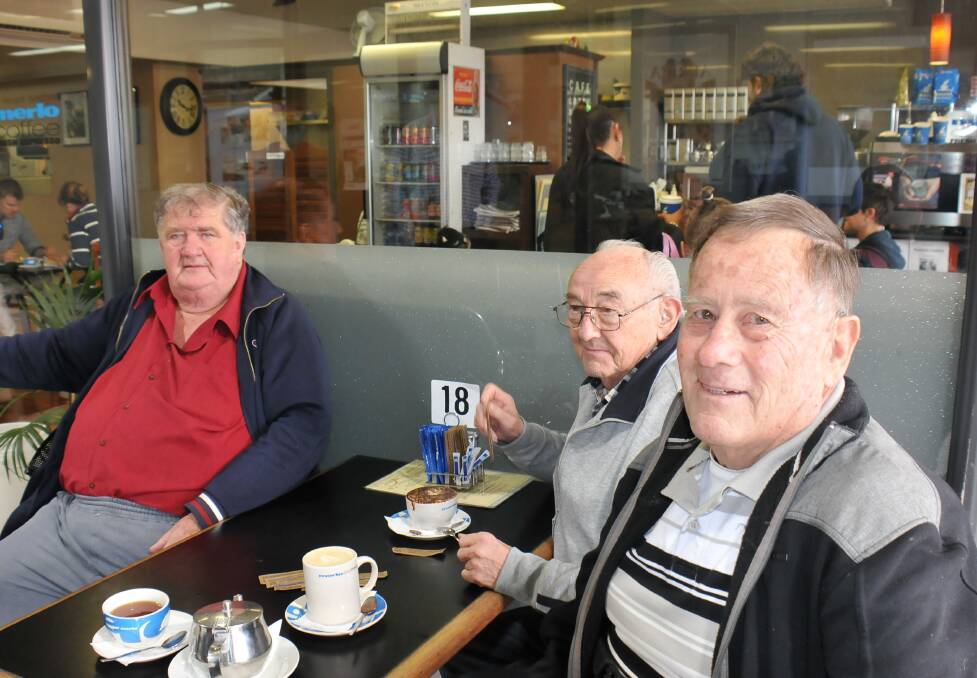 POVERTY LINE: Armidale pensioners Garry Carson, Colin Cox and Frank Zielinski discussing the Age Pension. 