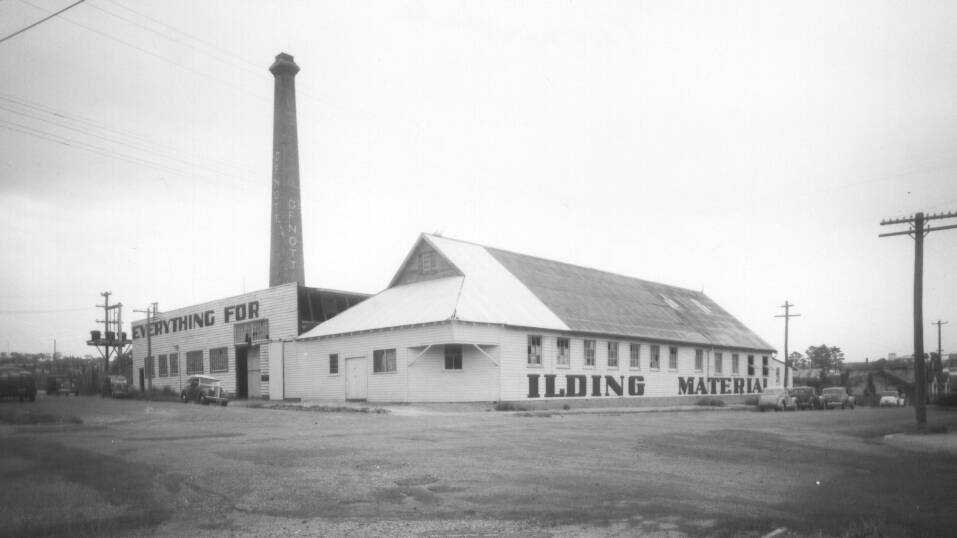 Part of the business empire: George Nott's mill and joinery, 1949, with the tower that became a central Armidale landmark.
