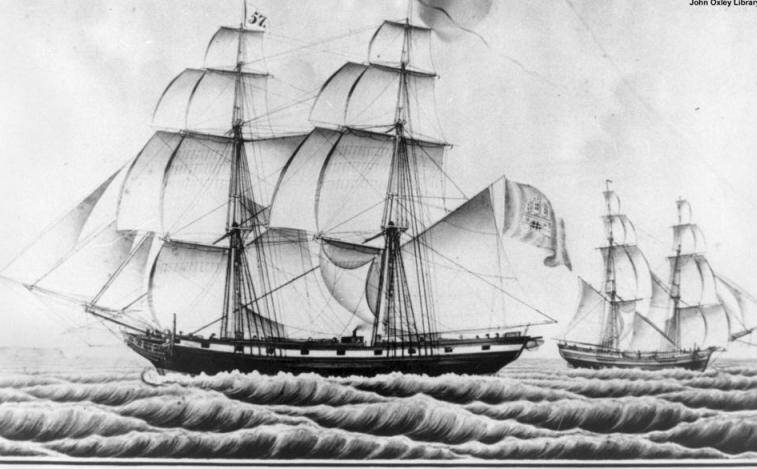The Cesar Godeffroy: The ship that brought the first load of German migrants to the Clarence. The barque arrived at Grafton in 1856 with equipment and supplies, along with a first group of 182 German migrants.