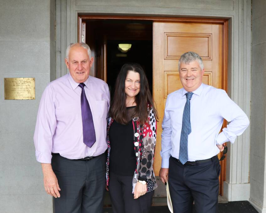 TOGETHER: NECOM director Susanne James with Armidale Regional Council administrator Ian Tiley and chief executive Peter Dennis.