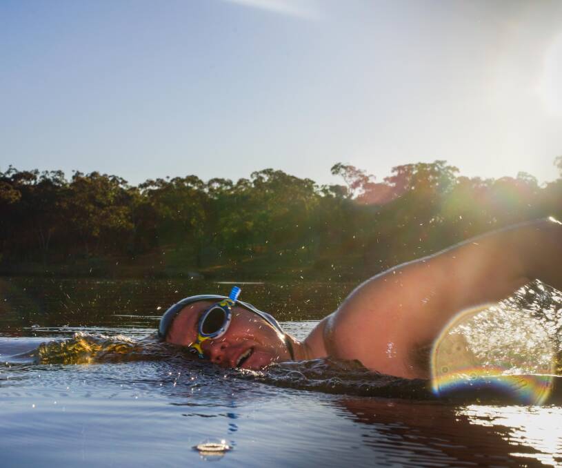 Dedication: Peter Hancock will complete his mission to swim 1000 consecutive days, much of which he does out at Armidale's Dumaresq Dam. Photo: MATT BEDFORD