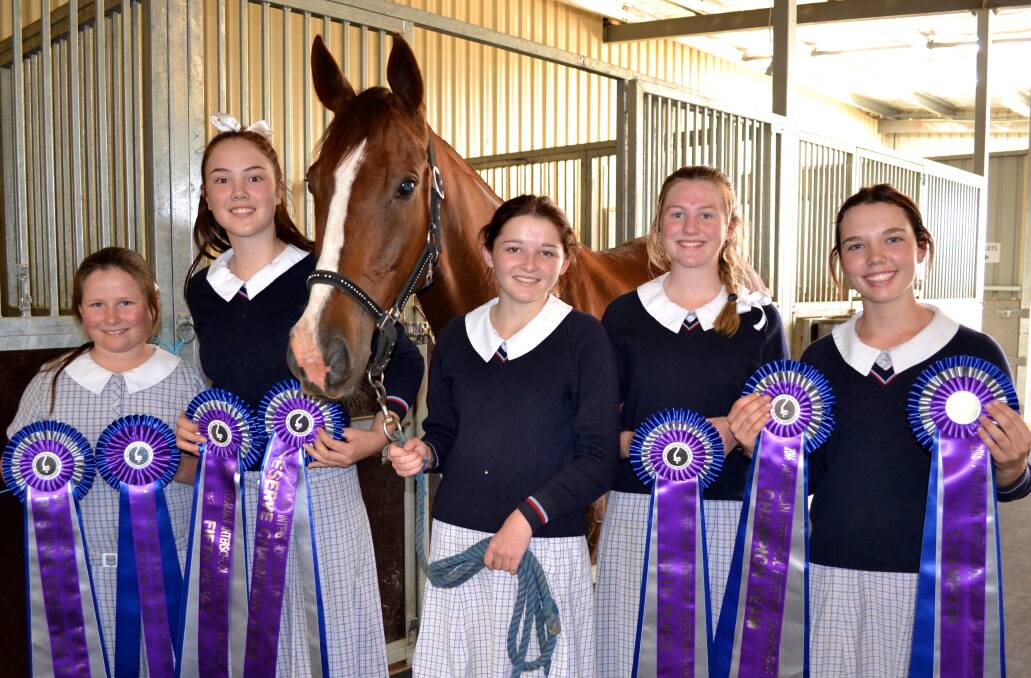 YOUNG GUNS: Charlotte Jacobsen, Isabella Arabejo, Elizabeth Hancock, Olivia Ruzsicska and Jaimie McElroy competed at the Australian Interschools Equestrian Championships in Sydney on September 25 to 29. 