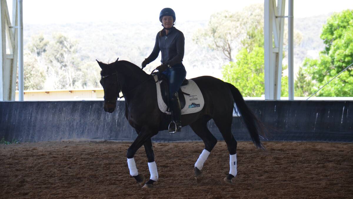RISING UP: Ilse Schwarz was back in Armidale in early November fine tuning riders and horses in a series of clinics. 