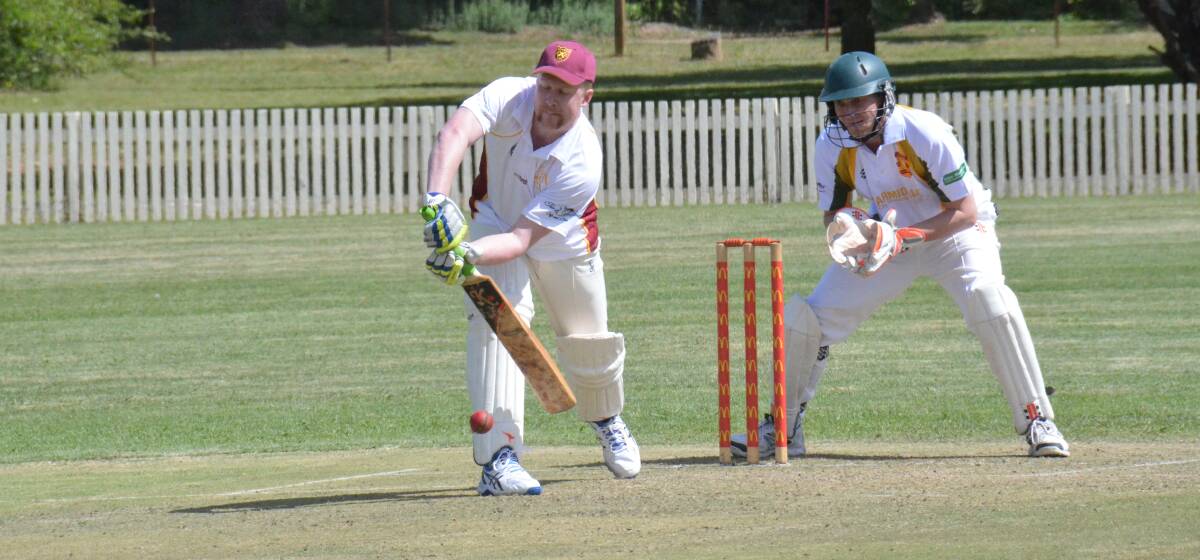 STOOD UP: Pat Gilbey batting for City on Saturday. A solid start with the bat laid the platform for City to upset the premiers. 