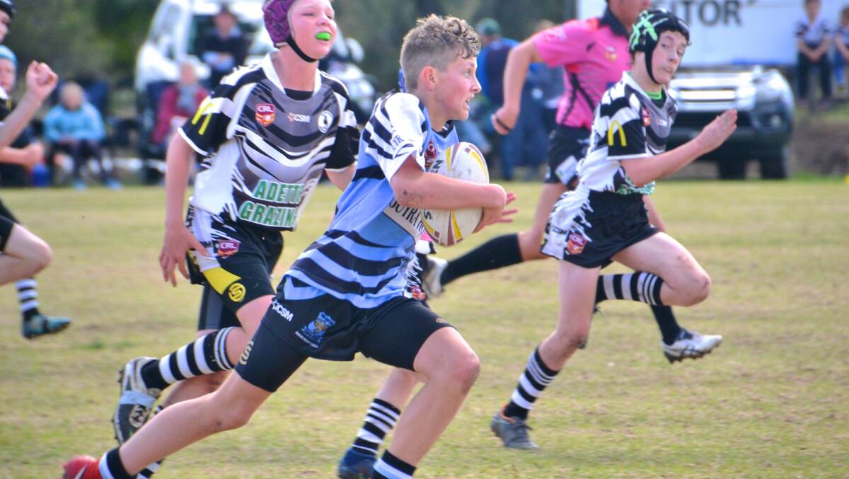 NO SLOWING DOWN: Oscar Atkin managed 75 tries in 18 games in Guyra junior Spuds colours this season. 