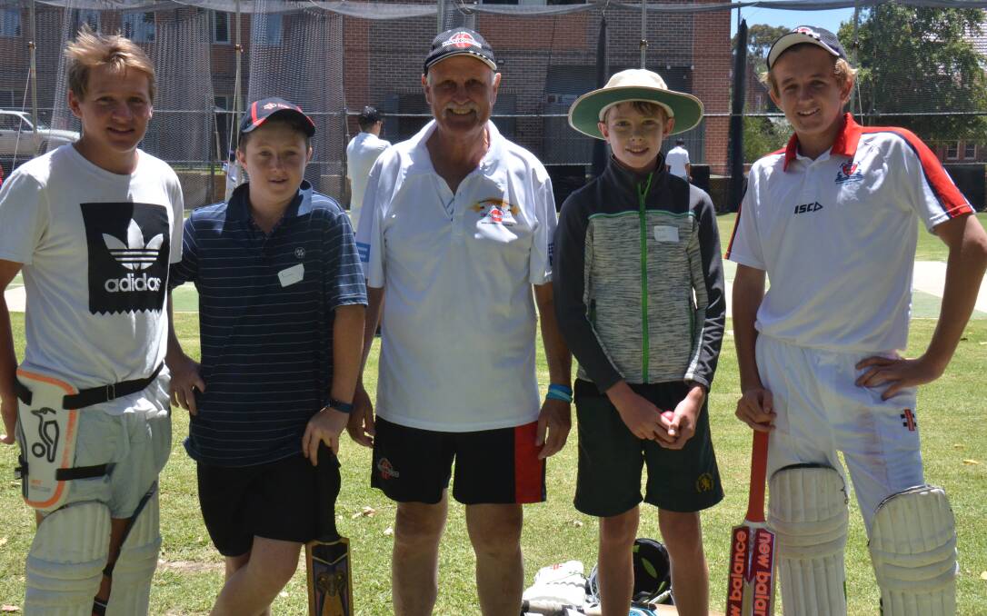 Will O'Brien, Simon Andrews, Ray Bright, Henry Starr and Gareth Faulkner at the clinic at The Armidale School on Tuesday. 