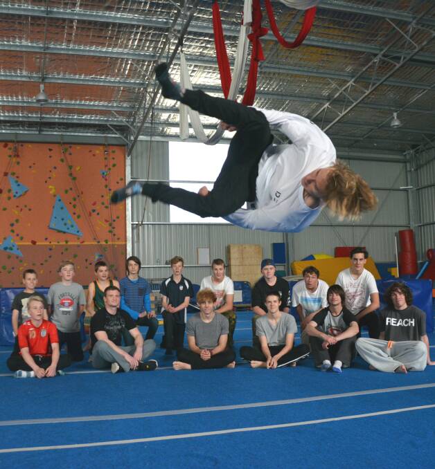 AIR TIME: Jump Squad Australia's Simon Lambert travelled to Armidale to educate parkour athletes and refine their skills. 50 people turned up to the masterclass. 