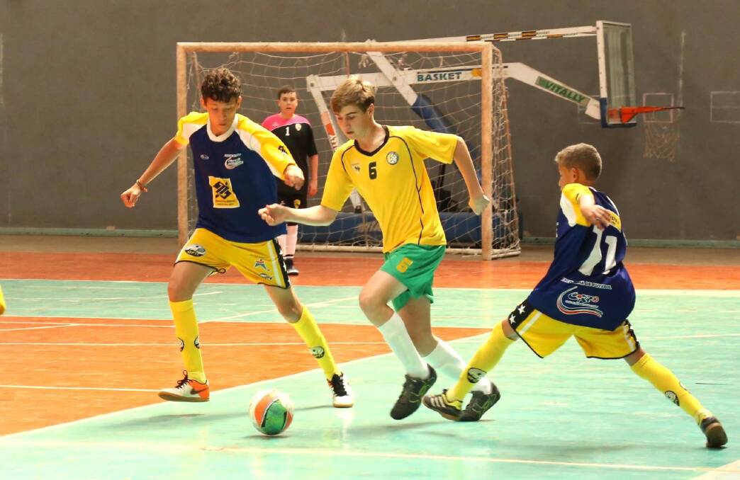 BOOT TO BALL: Lachlan Williamson in action for the under 15's Australian futsal side. Lachlan along with Harry Rowbottom and Lachlan Harris toured Brazil. 