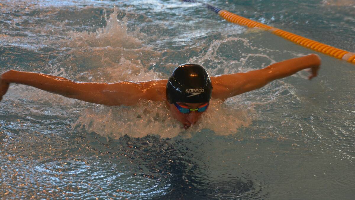 Mitch Hayden excels in butterfly, picking up three medals at the Pacific Schools Games. 