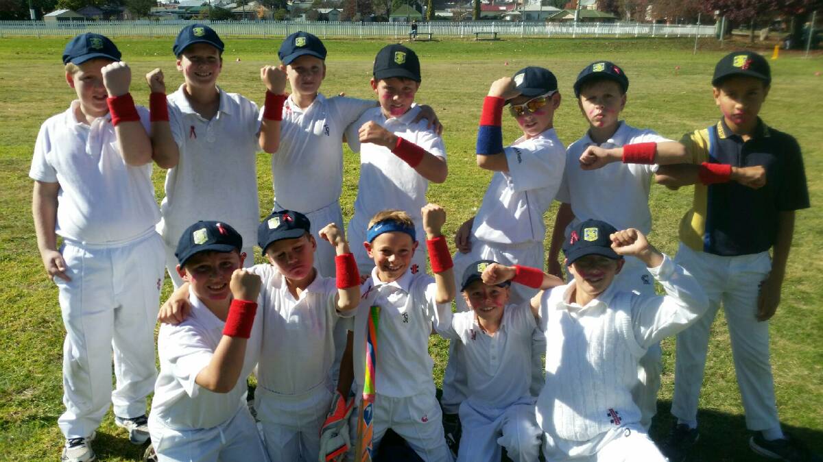SHOWING SUPPORT: The Ben Venue Public School cricket team raised money for Hannah Whitton in their match against Tenterfield on Monday. 
