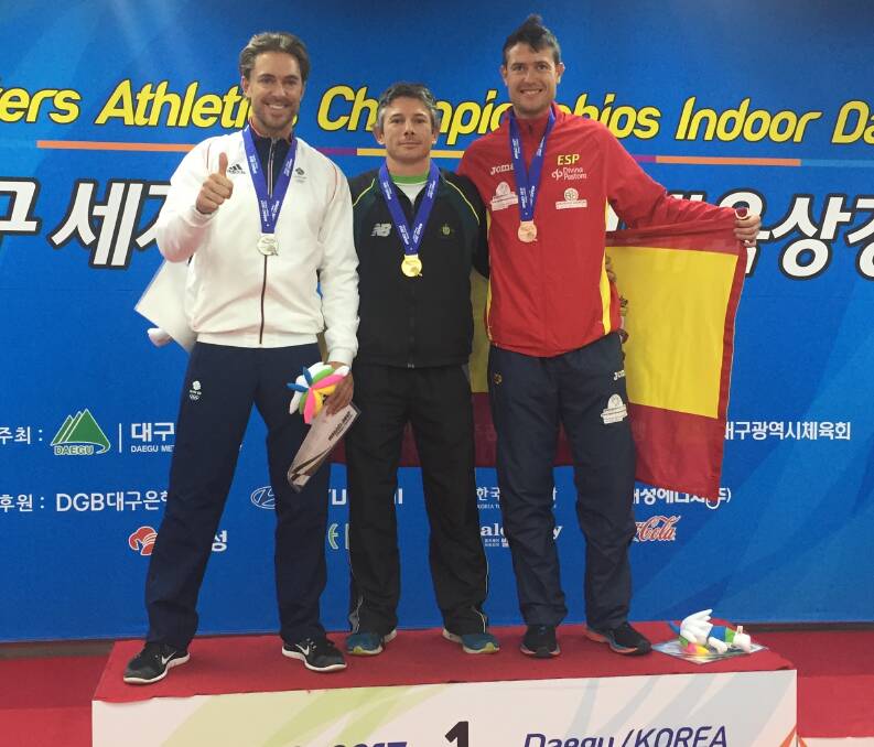 WORLD-BEATER: Jay Stone collected two gold medals at the World Masters Athletics Indoor Championships in South Korea last week. It was the first time the Armidale Athletics club president and coach raced on an indoor track.
