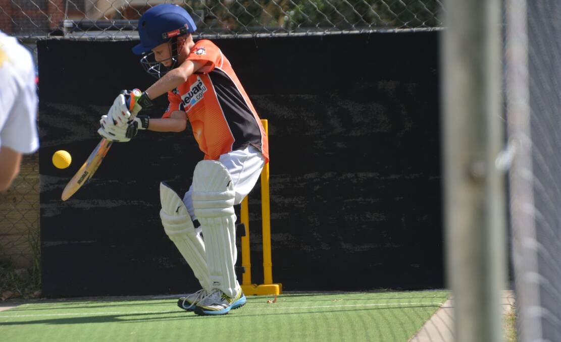 Stuart Parsons hits away in Wednesday's nets session in the Shaun Brown Coaching Clinic at The Armidale School. 