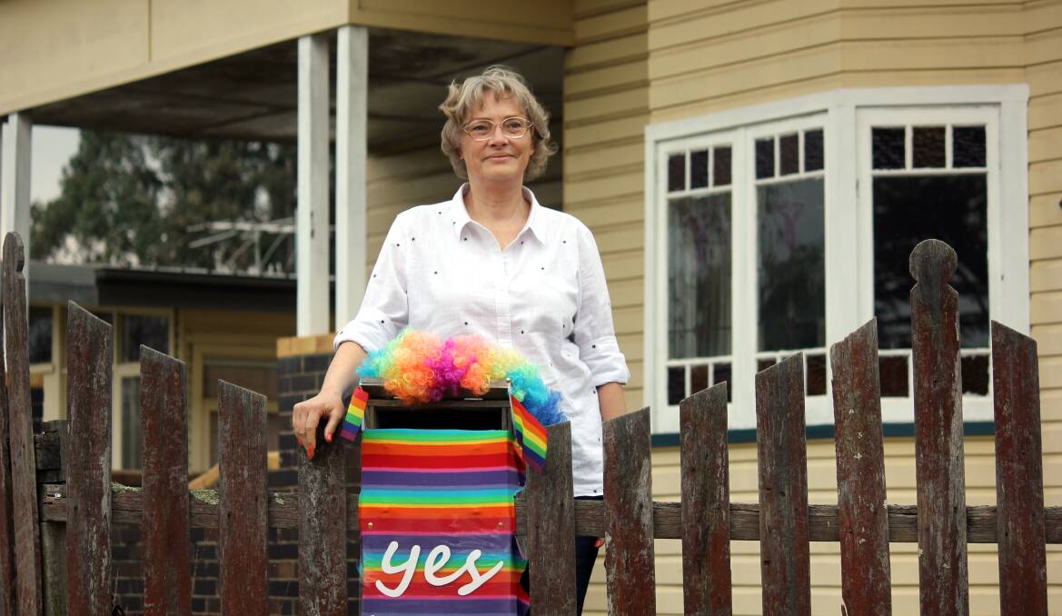 VOTE YES: Beardy Street resident Christie Cooksey has dressed her mailbox in "drag" in support of marriage equality.