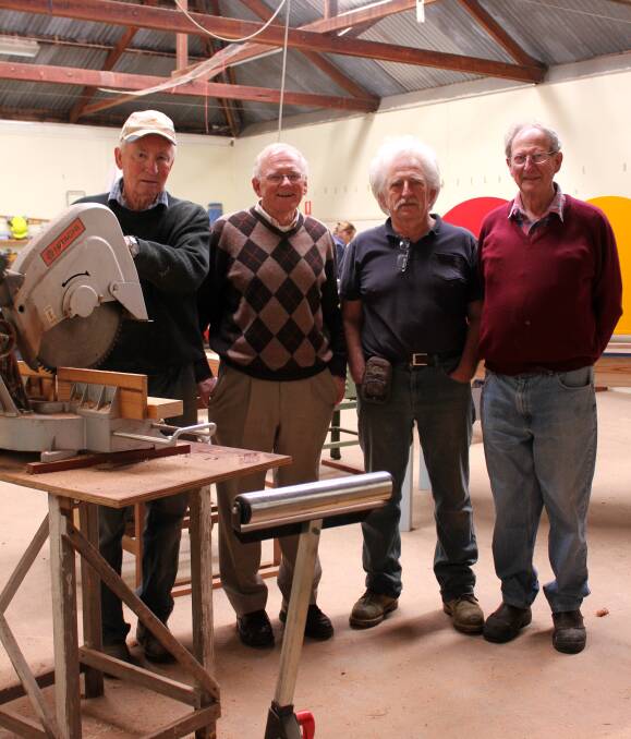 From left: Recipients of community grants Greg McClenahan, president Gordon Stewart, Bruce Stubberfield and Richard Hole at the Uralla Men's Shed. The grants will be used to extend the floor and build another shed.