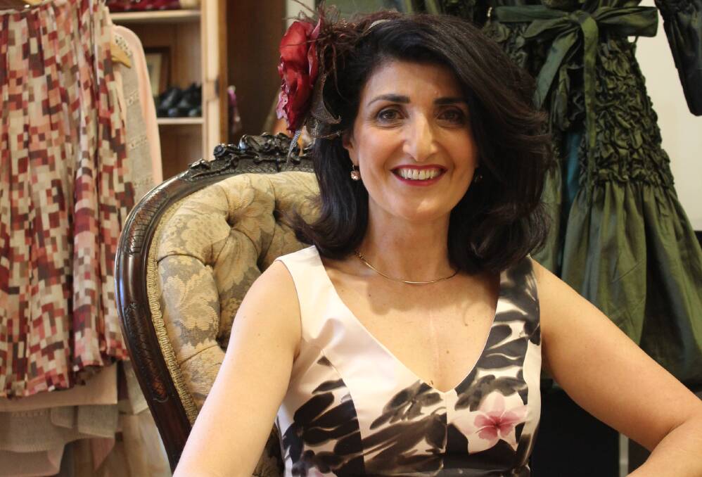 FROCK UP: Owner of PasTish Trish Stephen in her Sunday best at her store in Hanna’s Arcade. Ms Stephen has fashion advice for women for the Melbourne Cup day races.