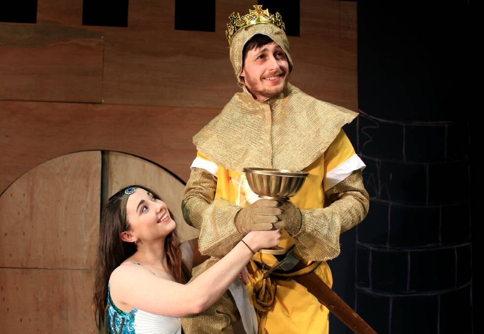 SPAMALOT LEADS: Lady of the Lake played by Amy Roff and King Arthur played by Ewan Paterson in the Armidale Drama and Music Society Spamalot production.