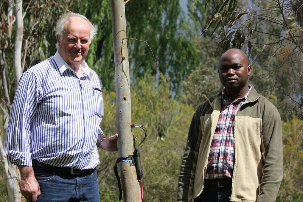 TREE TECH CHANGE: ICT International managing director Peter Cull with Ugandan Forestry Institute representative Joel Buyinze and one of the company's monitoring devices.