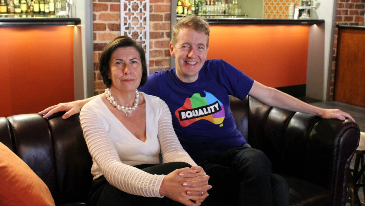 MARRIAGe EQUALITY: Campaigners Janine Middleton and Tiernan Brady visited Armidale with a message of tolerance, freedom and acceptance.