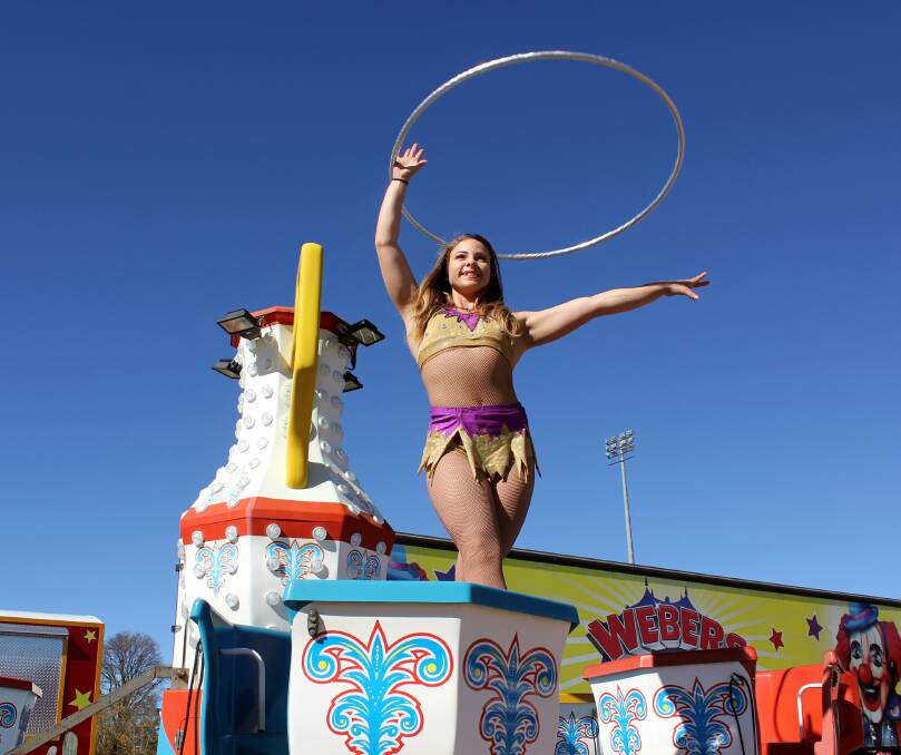 AMAZING ACROBATS: Webers Circus acrobat Sierra Silva will wow crowds with her balance and coordination, handling multipe hula hoops.