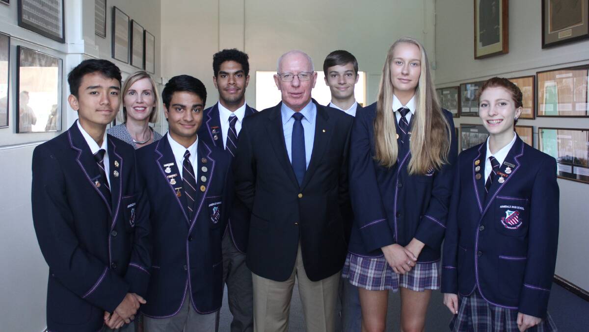 HIGH PROFILE: Armidale High School captains and principal Carolyn Lupton received a visit from the NSW Governor David Hurley on Thursday.
