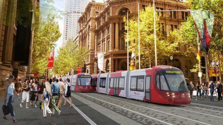 On track: An artist's impression of the proposed light rail system. Photo: Supplied