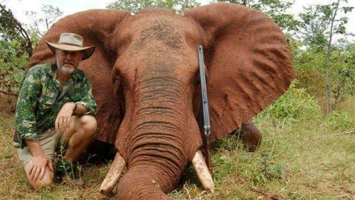 Robert Borsak with an African elephant that he shot. Photo: Supplied