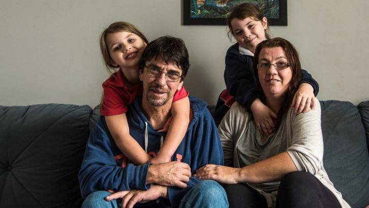 Duncan Storrar with his daughter Jakalah-Rose, Indica and wife Cindy-Lee the day after his appearance on Q&A. Photo: Justin McManus