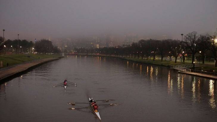 Fog has descended on Melbourne ... which you can see in the distance if you look very, very closely. Photo: Eddie Jim