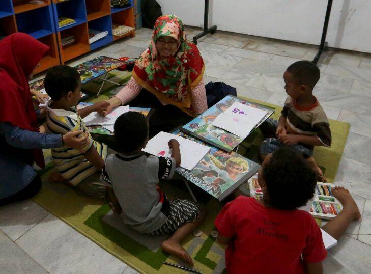 School for refugee in classroom in Jakarta, Indonesia. Thursday, Oct. 26,2017.(Photo/Tatan Syuflana) Non-profit organisation Dompet Dhuafa provide Indonesian classes for refugees in Jakarta so they can enrol in public schools
Pictures: Tatan Syuflana