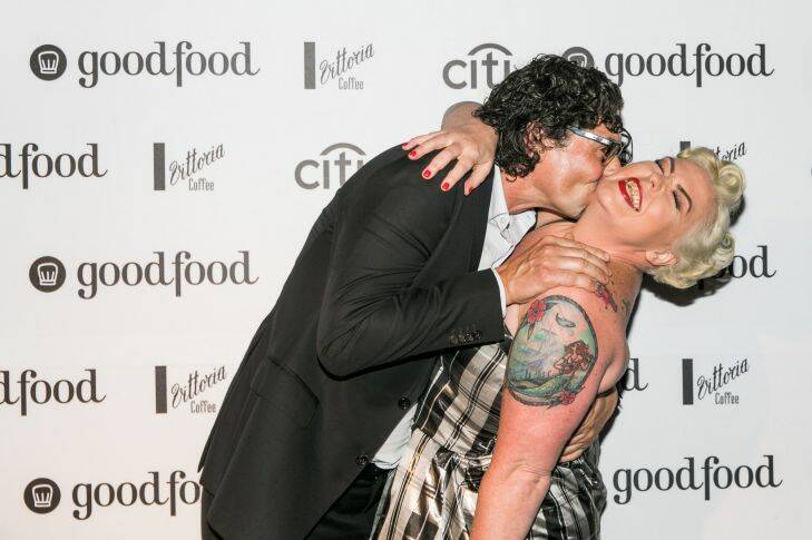 Good Food Guide Awards 2018 at The Star Event Centre in Pyrmont on October 16, 2017 in Sydney, Australia. Photo by Anna Kucera Social Seen: Colin Fassnidge, Irish owner of 4Fourteen and My Kitchen Rules star, and Myffy Rigby, Good Food Guide editor, at the Good Food Guide Awards 2018 at The Star, Sydney, on Monday, October 16, 2017.